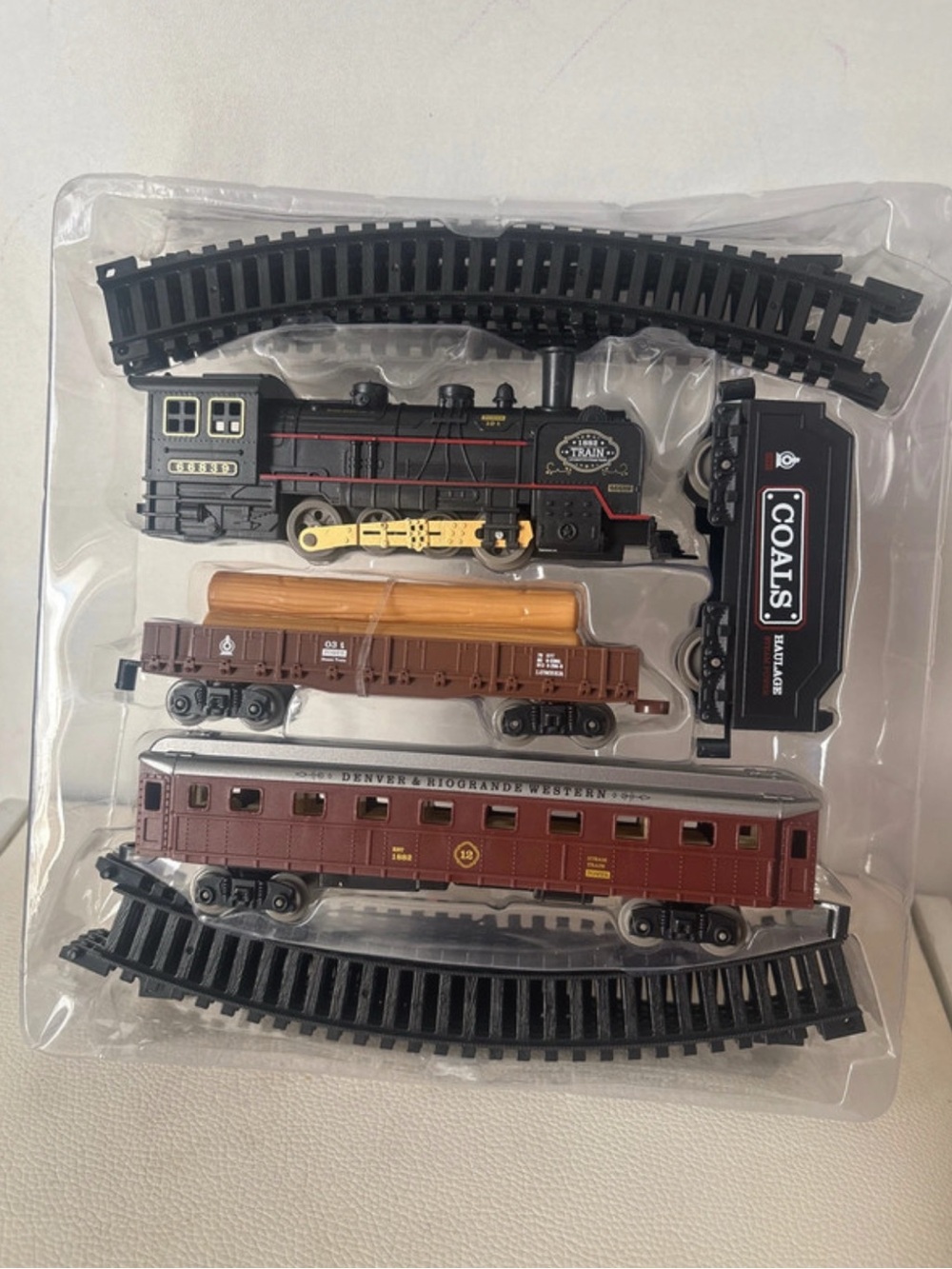 Classic Black and Brown Toy Train Set for Kids